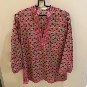 Tory Burch Pink Floral Print Tunic Top